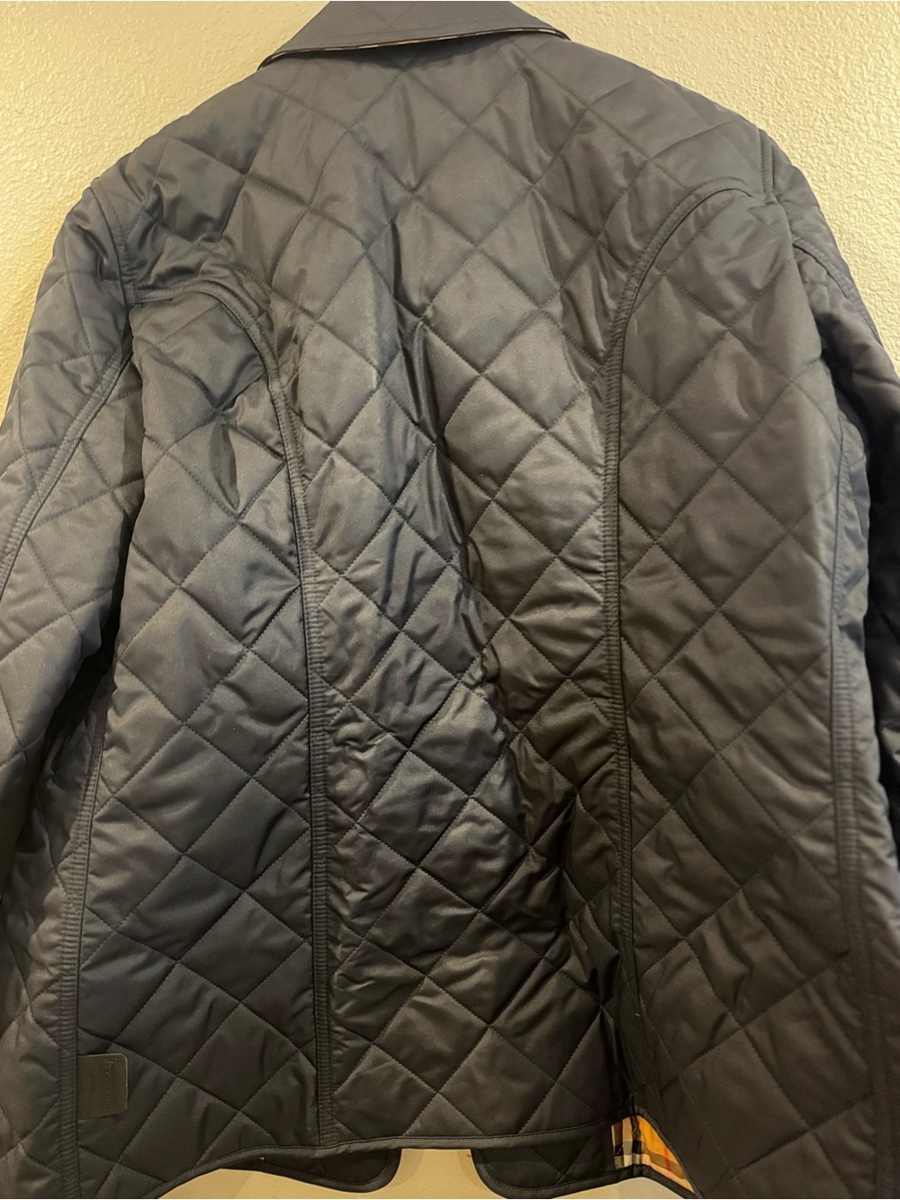 Burberry Navy Quilted Utility Jacket with Signature Check Trim - Picture 7 of 9
